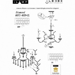 Подвесная люстра iLamp Diamond 6071-8 CR+CL в Краснокамске - krasnokamsk.mebel24.online | фото 2