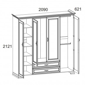 Шкаф 4D2S Z, TIFFANY, цвет вудлайн кремовый в Краснокамске - krasnokamsk.mebel24.online | фото 1