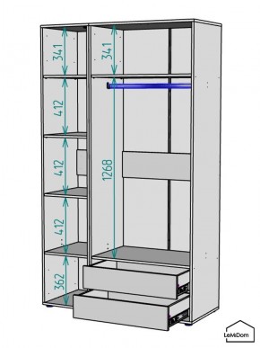 Шкаф Linnea MHR-3PO-2 2050х1200х510 (Белый-М 11.1.2) в Краснокамске - krasnokamsk.mebel24.online | фото 3
