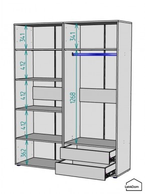Шкаф Linnea MHR-4PO-2 2050х1600х510 (Белый-М 11.1.1) в Краснокамске - krasnokamsk.mebel24.online | фото 3