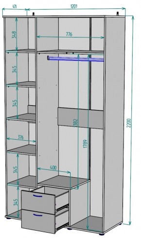 Шкаф Ольга H54 в Краснокамске - krasnokamsk.mebel24.online | фото 2