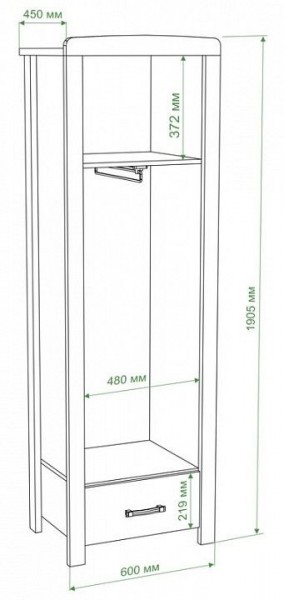 Шкаф платяной Бартоло Ш1Д в Краснокамске - krasnokamsk.mebel24.online | фото 2