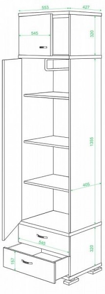 Шкаф платяной Домино КС-10 в Краснокамске - krasnokamsk.mebel24.online | фото 2