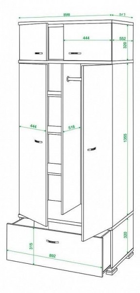 Шкаф платяной Домино КС-20 в Краснокамске - krasnokamsk.mebel24.online | фото 3