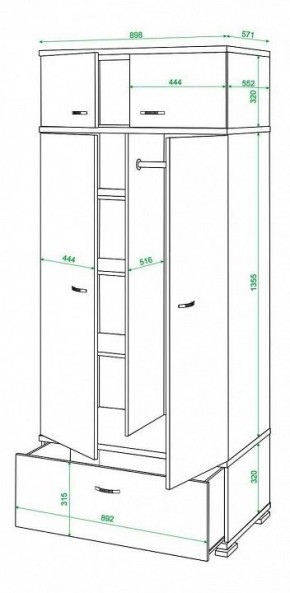 Шкаф платяной Домино КС-20 в Краснокамске - krasnokamsk.mebel24.online | фото 3