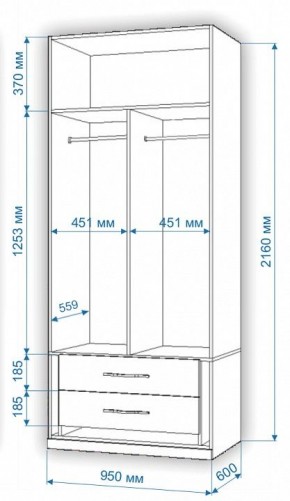 Шкаф платяной Нобиле Пл-95/60 в Краснокамске - krasnokamsk.mebel24.online | фото 3