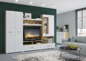 Стенка НЕНСИ 1 (Крафт золотой/Белый глянец) в Краснокамске - krasnokamsk.mebel24.online | фото 3