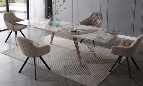 Стол ACERRA NEW 160 GLOSS LUXURY PANDORA SOLID CERAMIC/ каркас цвета шампань, ®DISAUR в Краснокамске - krasnokamsk.mebel24.online | фото 3