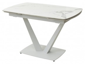 Стол ALATRI 120 GLOSS STATUARIO WHITE SOLID CERAMIC / WHITE, ®DISAUR в Краснокамске - krasnokamsk.mebel24.online | фото 1