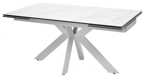 Стол BELLUNO 160 MARBLES KL-99 Белый мрамор матовый, итальянская керамика/ белый каркас, ®DISAUR в Краснокамске - krasnokamsk.mebel24.online | фото 1