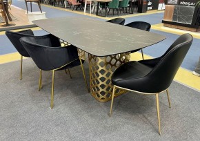 Стол CHIAVARI 220 KL-116 Черный мрамор матовый, итальянская керамика / бронзовый, ®DISAUR в Краснокамске - krasnokamsk.mebel24.online | фото 2