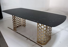Стол CHIAVARI 220 KL-116 Черный мрамор матовый, итальянская керамика / бронзовый, ®DISAUR в Краснокамске - krasnokamsk.mebel24.online | фото 4