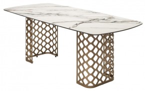 Стол CHIAVARI 220 KL-188 Контрастный мрамор матовый, итальянская керамика / Шампань, ®DISAUR в Краснокамске - krasnokamsk.mebel24.online | фото