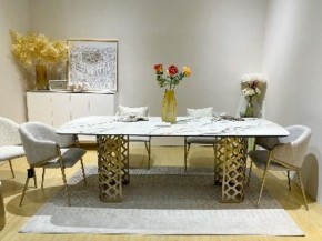 Стол CHIAVARI 220 KL-188 Контрастный мрамор матовый, итальянская керамика / Шампань, ®DISAUR в Краснокамске - krasnokamsk.mebel24.online | фото 2