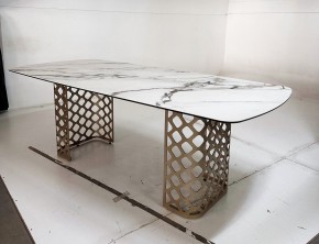Стол CHIAVARI 220 KL-188 Контрастный мрамор матовый, итальянская керамика / Шампань, ®DISAUR в Краснокамске - krasnokamsk.mebel24.online | фото 6