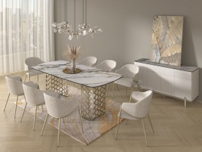 Стол CHIAVARI 220 KL-188 Контрастный мрамор матовый, итальянская керамика / Шампань, ®DISAUR в Краснокамске - krasnokamsk.mebel24.online | фото 9