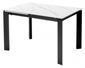 Стол CORNER 120 MATT WHITE MARBLE SOLID CERAMIC / BLACK, ®DISAUR в Краснокамске - krasnokamsk.mebel24.online | фото 1