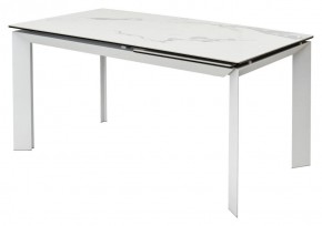 Стол CREMONA 140 HIGH GLOSS STATUARIO Белый мрамор глянцевый, керамика/ белый каркас, ®DISAUR в Краснокамске - krasnokamsk.mebel24.online | фото 1