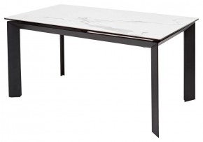 Стол CREMONA 140 HIGH GLOSS STATUARIO Белый мрамор глянцевый, керамика/ черный каркас, ®DISAUR в Краснокамске - krasnokamsk.mebel24.online | фото 1