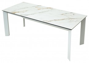 Стол CREMONA 180 KL-188 Контрастный мрамор матовый, итальянская керамика/ белый каркас, ®DISAUR в Краснокамске - krasnokamsk.mebel24.online | фото 9