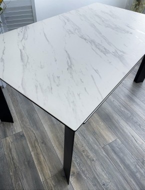 Стол CREMONA 180 KL-99 Белый мрамор матовый, итальянская керамика / черный каркас, ®DISAUR в Краснокамске - krasnokamsk.mebel24.online | фото 2