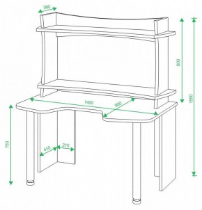 Стол компьютерный Домино lite СКЛ-Игр140 в Краснокамске - krasnokamsk.mebel24.online | фото 2