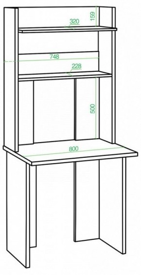 Стол компьютерный Домино Lite СКЛ-Прям80Р+НКЛХ в Краснокамске - krasnokamsk.mebel24.online | фото 2