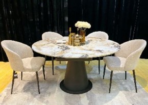 Стол TERAMO 135 GLOSS GRAND JADE SOLID CERAMIC, керамика, поворотн.механизм / Черный каркас, ®DISAUR в Краснокамске - krasnokamsk.mebel24.online | фото 2