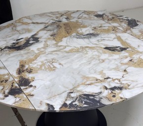 Стол TERAMO 135 GLOSS GRAND JADE SOLID CERAMIC, керамика, поворотн.механизм / Черный каркас, ®DISAUR в Краснокамске - krasnokamsk.mebel24.online | фото 4