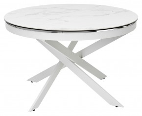 Стол TRENTO 120 HIGH GLOSS STATUARIO Белый мрамор глянцевый, керамика/ белый каркас, ®DISAUR в Краснокамске - krasnokamsk.mebel24.online | фото 2