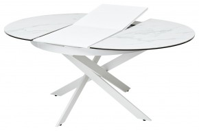 Стол TRENTO 120 HIGH GLOSS STATUARIO Белый мрамор глянцевый, керамика/ белый каркас, ®DISAUR в Краснокамске - krasnokamsk.mebel24.online | фото 5