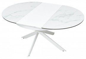 Стол TRENTO 120 HIGH GLOSS STATUARIO Белый мрамор глянцевый, керамика/ белый каркас, ®DISAUR в Краснокамске - krasnokamsk.mebel24.online | фото 8