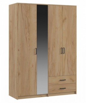 СВЕТЛАНА LOFT Шкаф 4 двери с зеркалом (дуб золотой) в Краснокамске - krasnokamsk.mebel24.online | фото