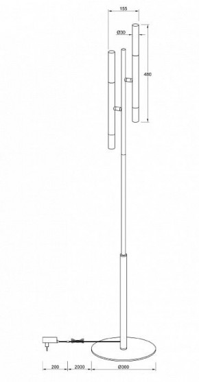 Торшер Maytoni Vigo MOD070FL-02B в Краснокамске - krasnokamsk.mebel24.online | фото 3