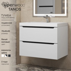 Тумба под раковину Uperwood Tanos 70 см, подвесная, белая/графит в Краснокамске - krasnokamsk.mebel24.online | фото 3