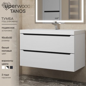 Тумба под раковину Uperwood Tanos 90 см, подвесная, белая/графит в Краснокамске - krasnokamsk.mebel24.online | фото 3