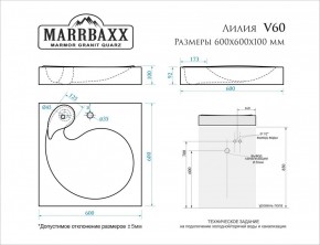 Умывальник над стиральной машиной (600*600х100) Лилия V60 (белый) с кронштейном без сифона (V60) в Краснокамске - krasnokamsk.mebel24.online | фото 2