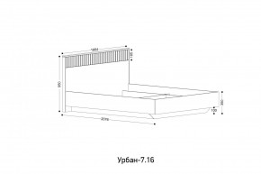 УРБАН - 7.16 Кровать 1600 БЕЗ ОРТОПЕДА в Краснокамске - krasnokamsk.mebel24.online | фото 2